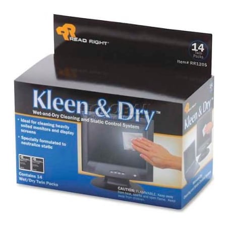 Advantus Read Right Kleen & Dry Screen Cleaning Pads, 14/Box - REARR1205 RR1205